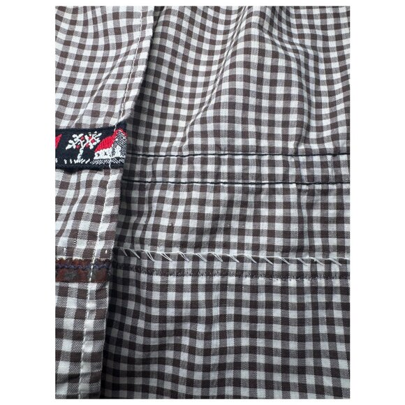 Brown & White Kids Gingham Apron with Horses & Barn Trim Handmade - Picture 4 of 4